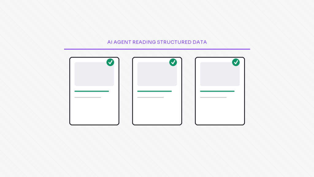 AI agent scanning product cards with structured data checks