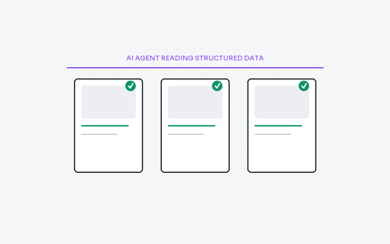 AI agent scanning product cards with structured data checks